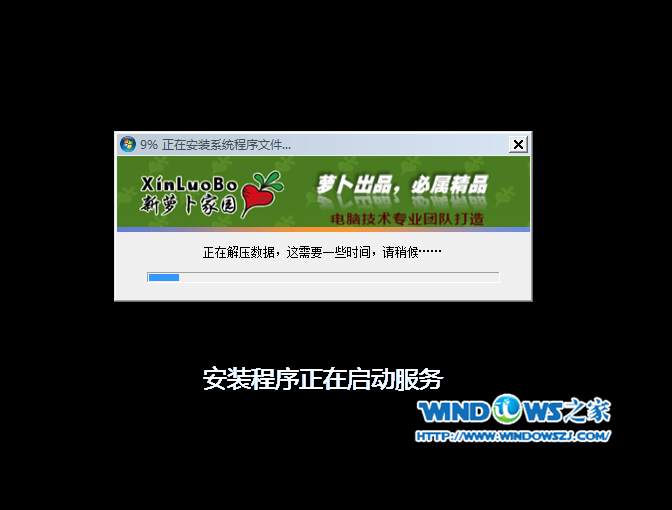 U盘装新萝卜家园win7旗舰版系统